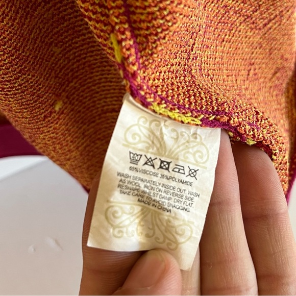 Never Fully Dressed Colorful Viscose Knit Cardigan Women Sz 4 Pink Long Sweater - Picture 9 of 10